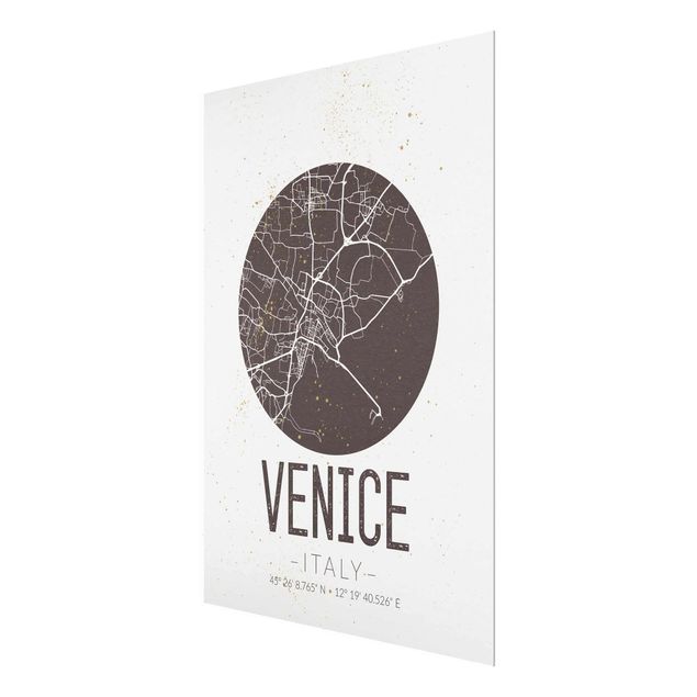 Quadros preto e branco Venice City Map - Retro