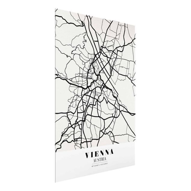 Quadros em vidro mapas Vienna City Map - Classic
