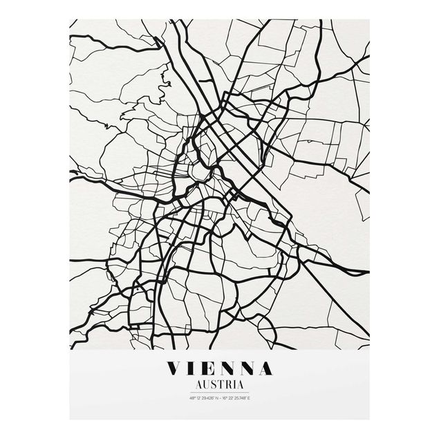 quadros em preto e branco Vienna City Map - Classic