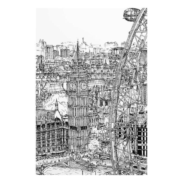Quadros em vidro cidades e paisagens urbanas City Study - London Eye