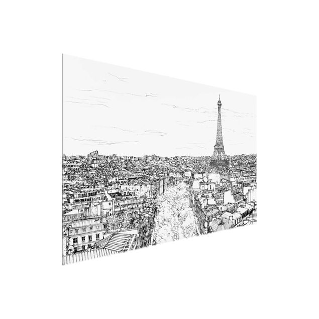 Quadros em vidro em preto e branco City Study - Paris