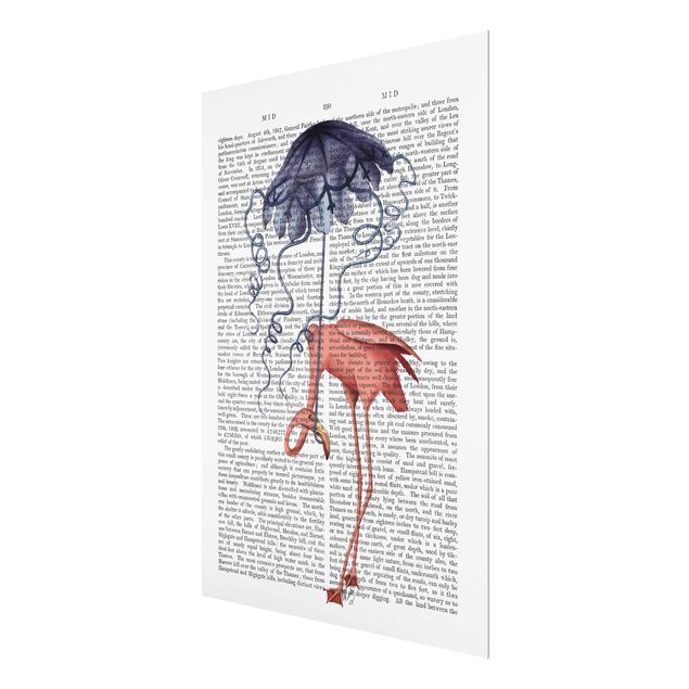 decoração quadros Animal Reading - Flamingo With Umbrella