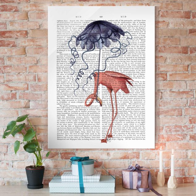 decoraçao para parede de cozinha Animal Reading - Flamingo With Umbrella