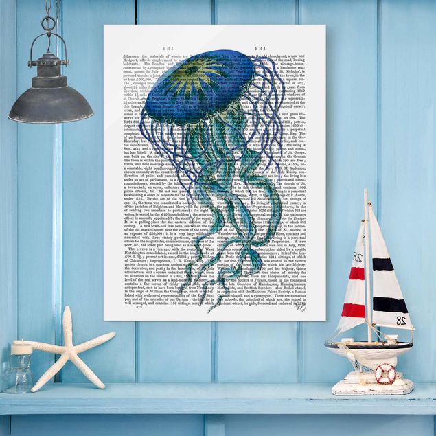 Quadros em vidro frases Animal Reading - Jellyfish