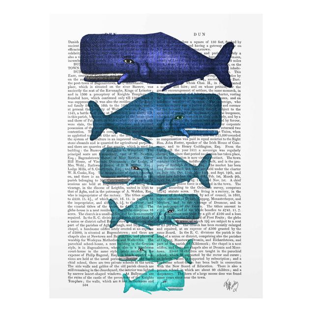 quadro azul Animal Reading - Whale Family