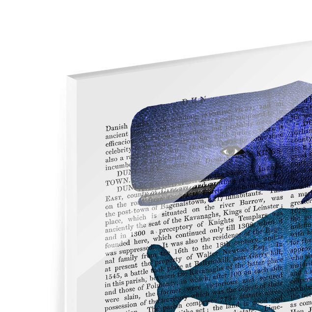 quadro de vidro Animal Reading - Whale Family