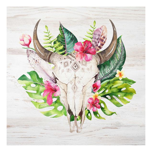 decoração quadros Tropical Flower Skull