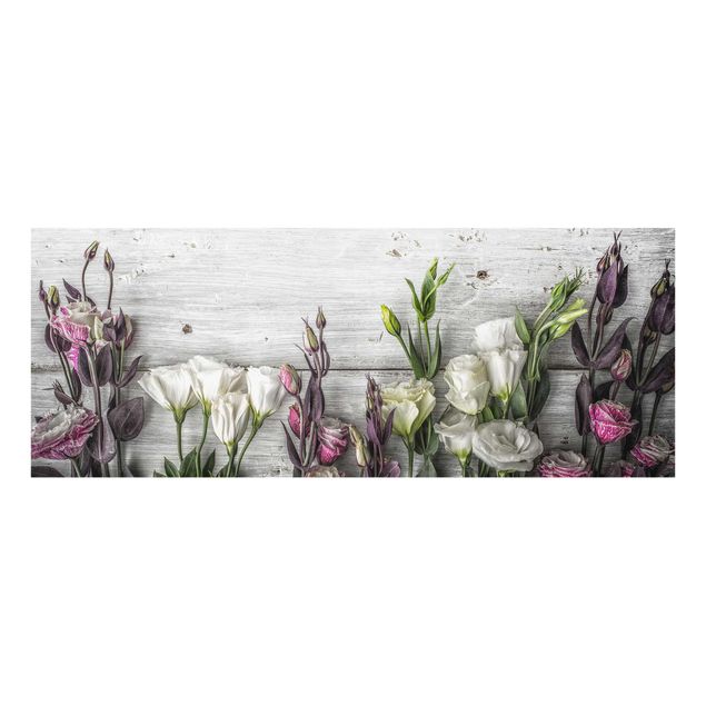 quadro com flores Tulip Rose Shabby Wood Look