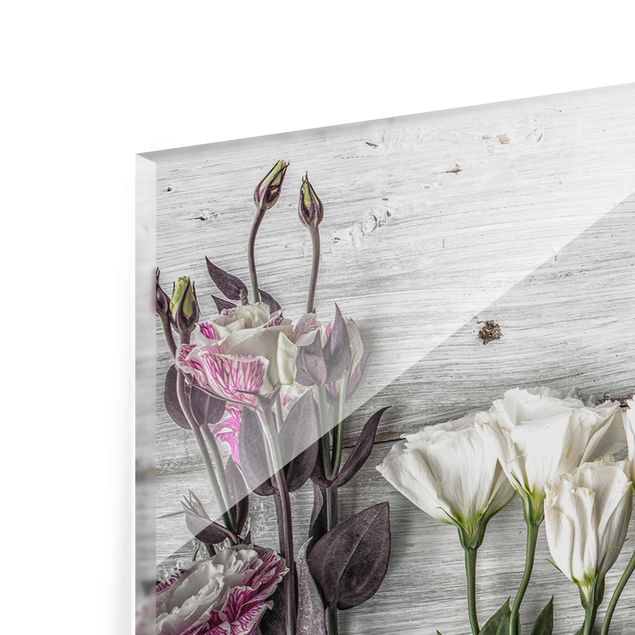 quadro de vidro Tulip Rose Shabby Wood Look