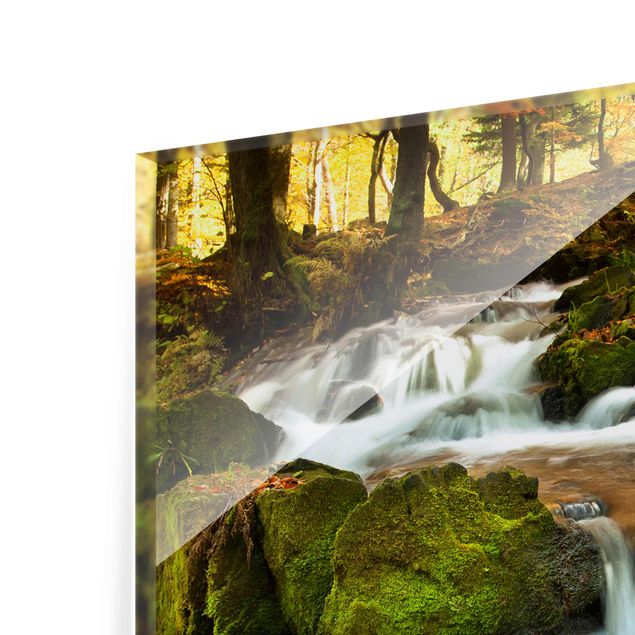 quadro decorativo verde Waterfall Autumnal Forest