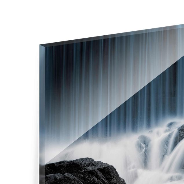 quadro em tons de azul Waterfall In Finland