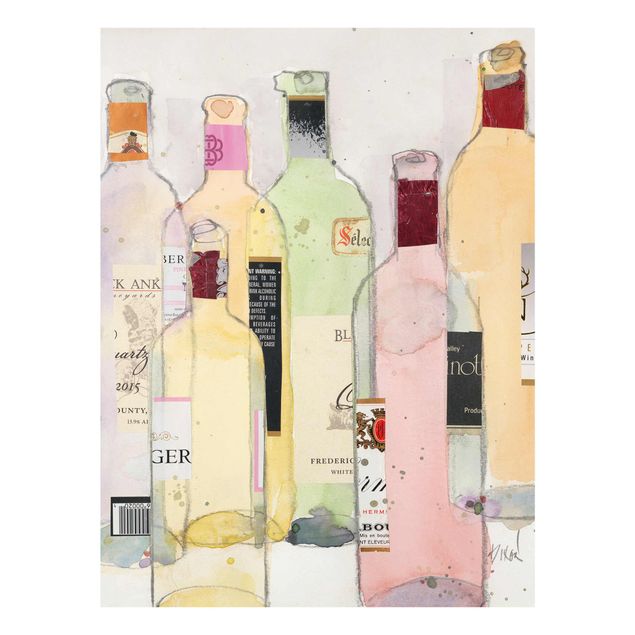 Quadros em vidro Wine Bottles In Watercolour I