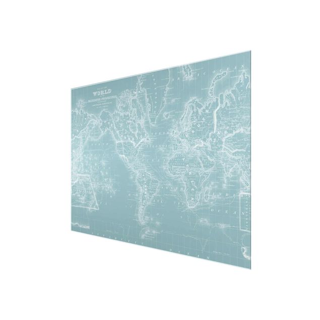 decoração quadros World Map In Ice Blue