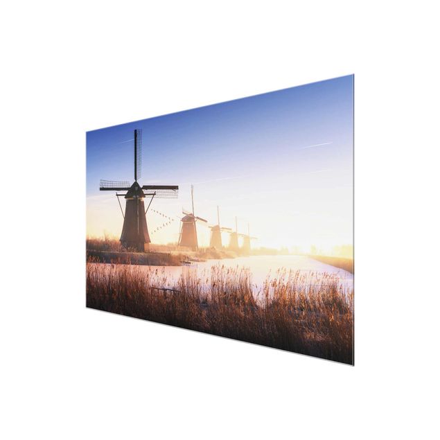 quadro de vidro Windmills Of Kinderdijk