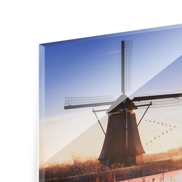 Quadros em vidro Windmills Of Kinderdijk