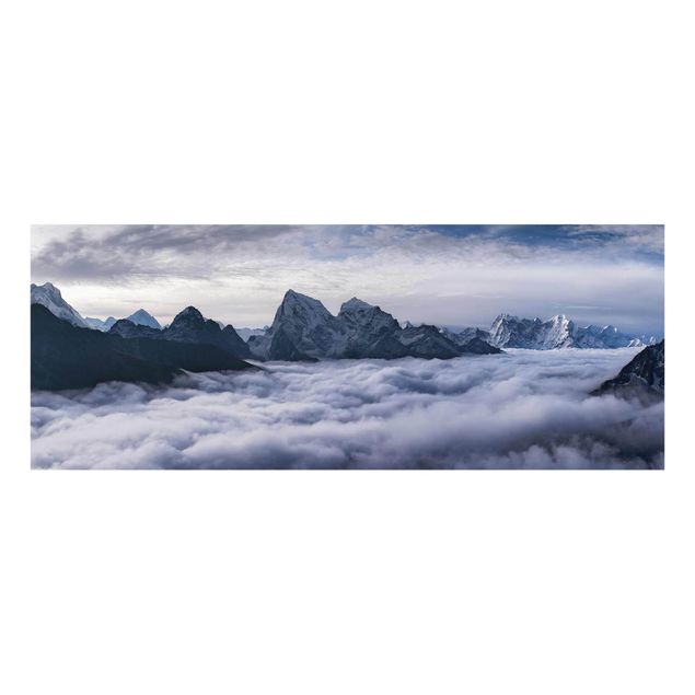 Quadros em vidro em preto e branco Sea Of ​​Clouds In The Himalayas