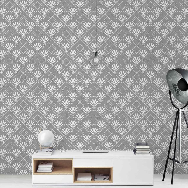 Papel de parede vintage Glitter Look With Art Deko On Grey Backdrop