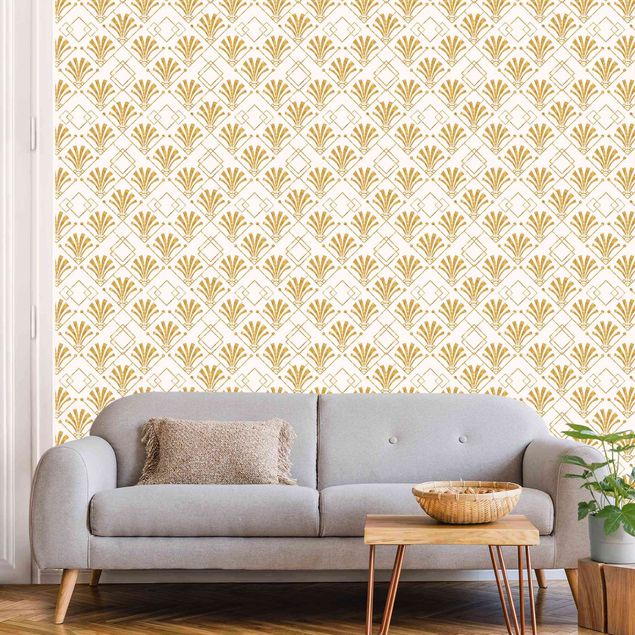 Papel de parede padrões Glitter Optic With Art Deco Pattern In Gold