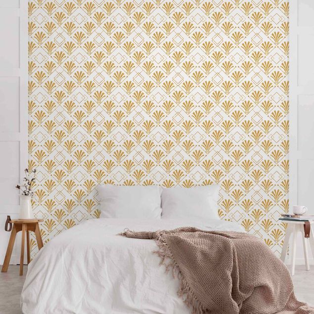 Papel de parede vintage Glitter Optic With Art Deco Pattern In Gold