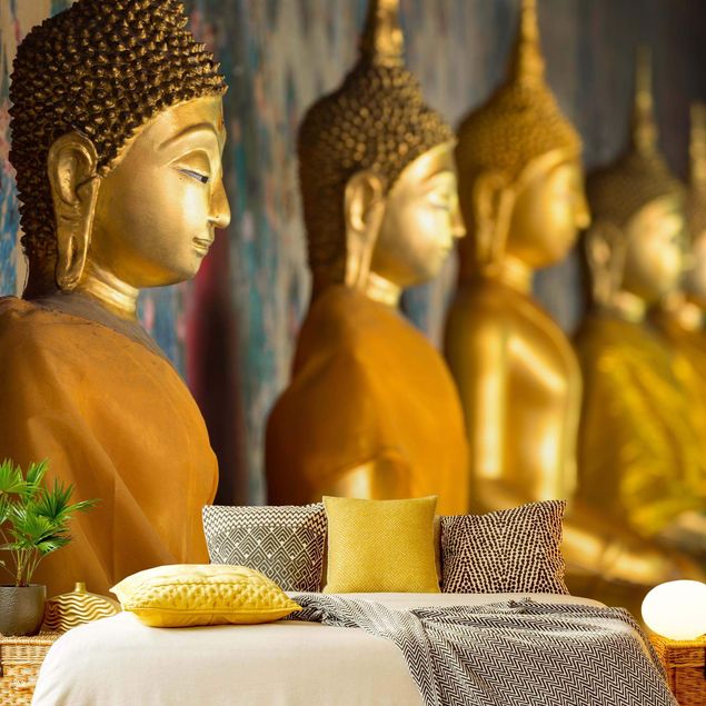 papel de parede moderno para sala Golden Buddha Statue
