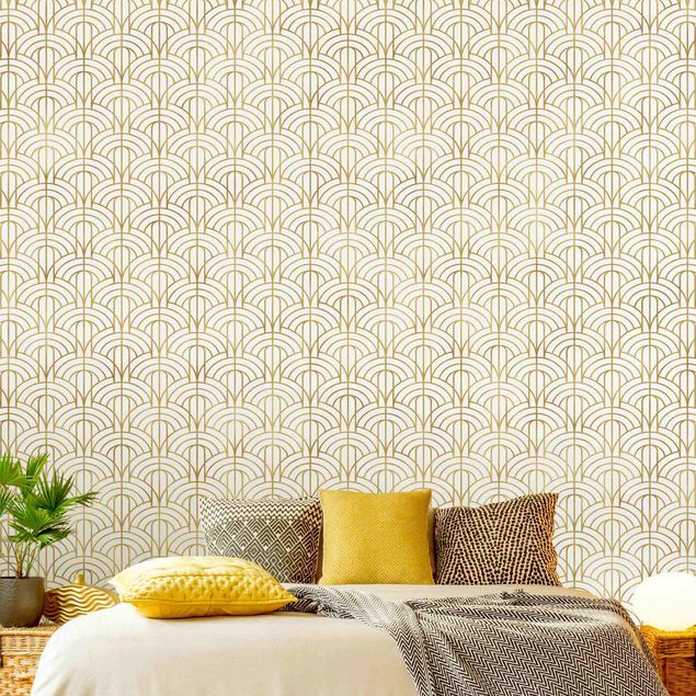 papel de parede floral vintage Golden Art Deco Pattern XXL