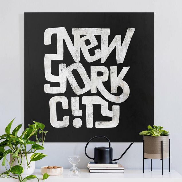 Quadros Nova Iorque Graffiti Art Calligraphy New York City Black