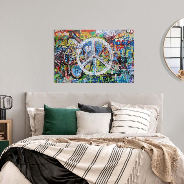 quadros modernos para quarto de casal Graffiti Wall Peace Sign
