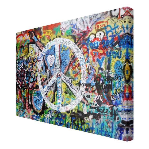 telas decorativas para paredes Graffiti Wall Peace Sign