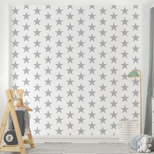Decoração para quarto infantil Large Grey Stars On White