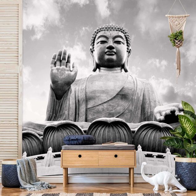 papel de parede moderno Big Buddha Black And White