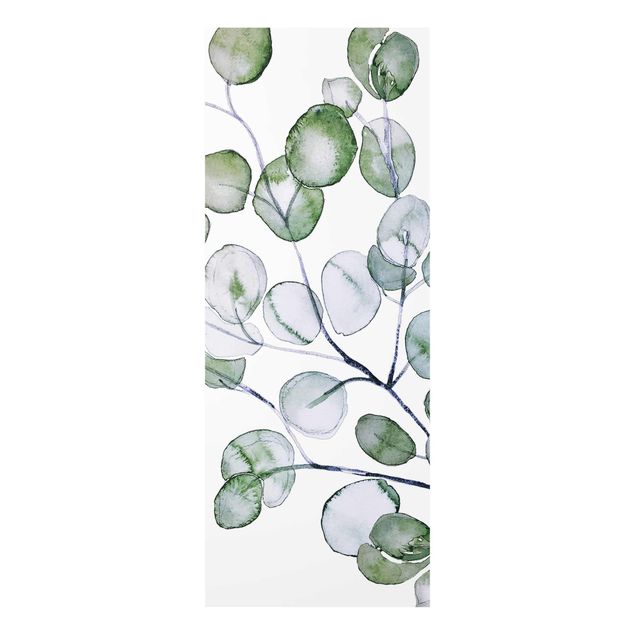 quadros decorativos verde Green Watercolour Eucalyptus Branch