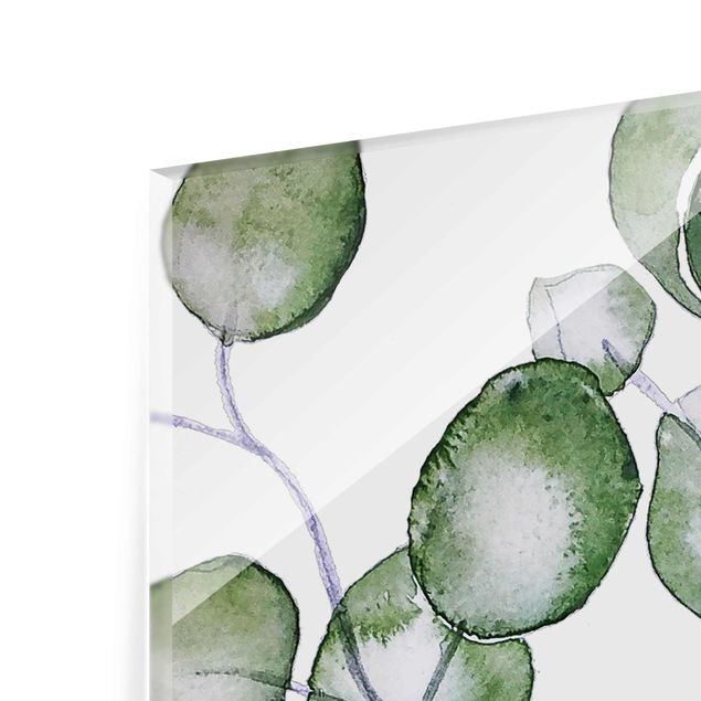 quadro de vidro Green Watercolour Eucalyptus Branch