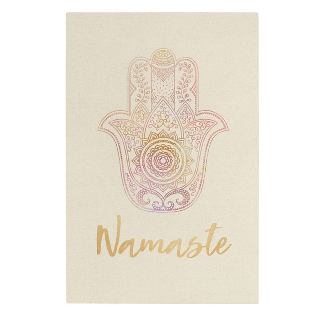 Quadros decorativos Hamsa Hand Illustration Namaste Gold Light Pink