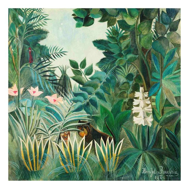 Quadros em vidro flores Henri Rousseau - The Equatorial Jungle