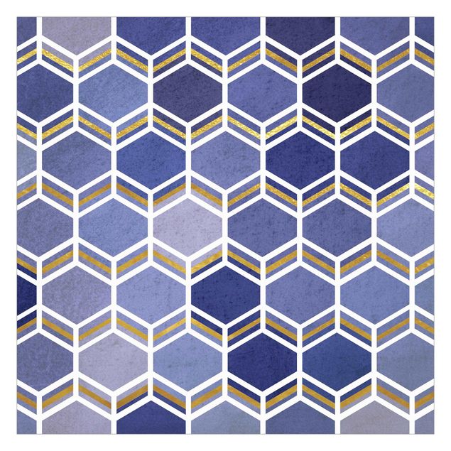 Papel de parede padrões Hexagonal Dreams Pattern In Indigo
