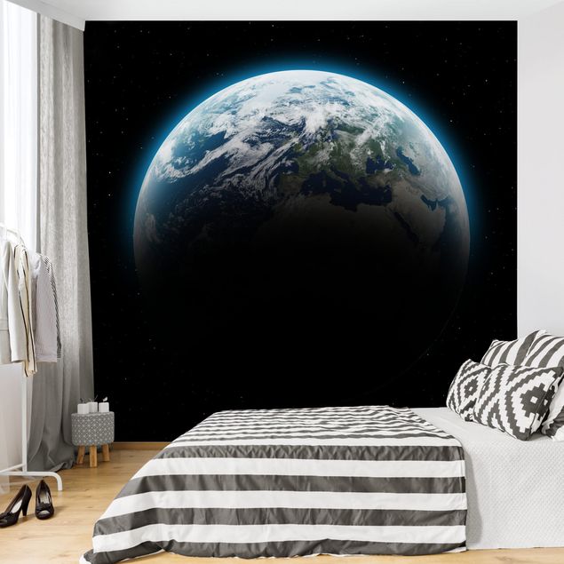 papel de parede moderno para sala Illuminated Planet Earth