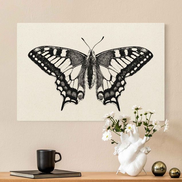 quadro de borboletas Illustration Flying Dovetail Black