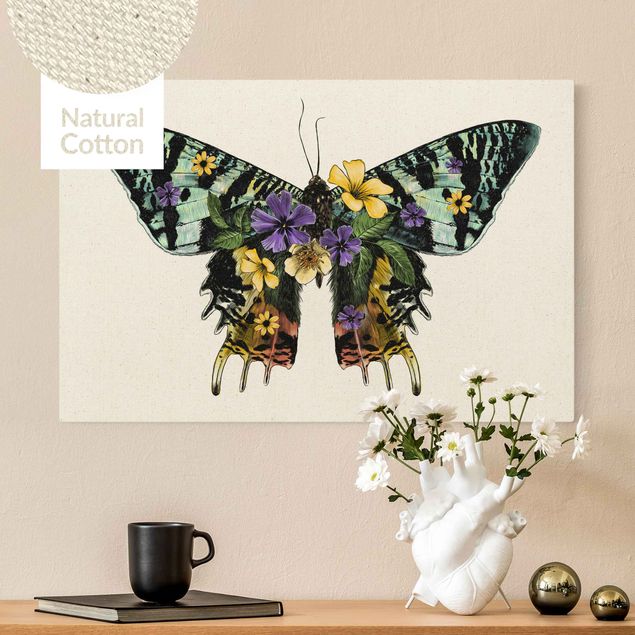 Telas decorativas borboletas Illustration Floral Madagascan Butterfly