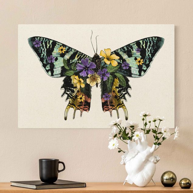 quadro com borboleta Illustration Floral Madagascan Butterfly