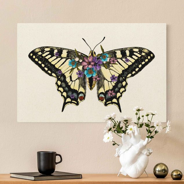 Quadros borboletas Illustration Floral Swallowtail