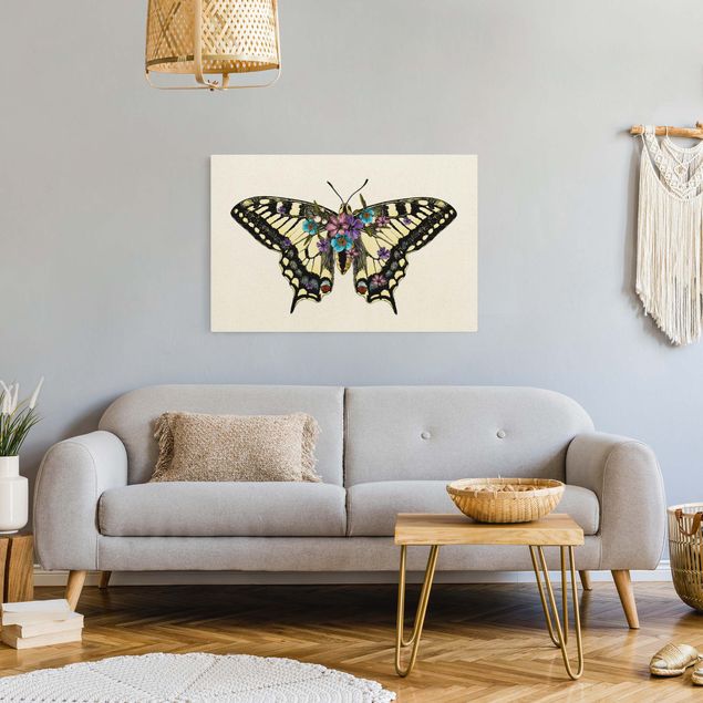 Quadros modernos Illustration Floral Swallowtail