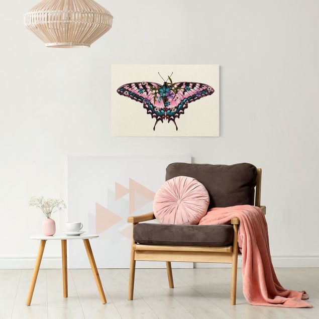quadro de borboletas Illustration Floral Tiger Swallowtail