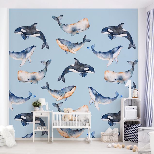 Decoração para quarto infantil Illustrated Whale In Watercolour