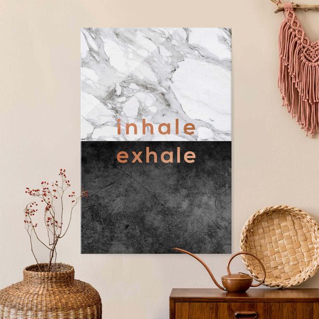 decoraçao para parede de cozinha Inhale Exhale Copper And Marble