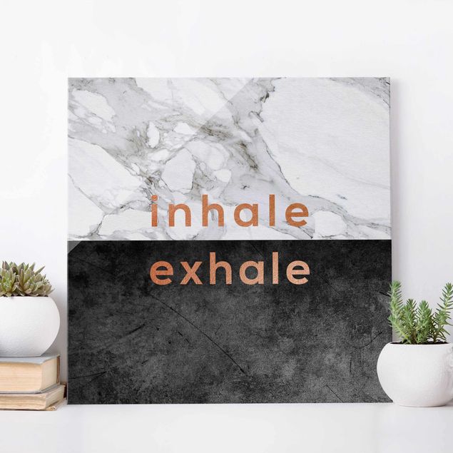 decoraçao para parede de cozinha Inhale Exhale Copper And Marble