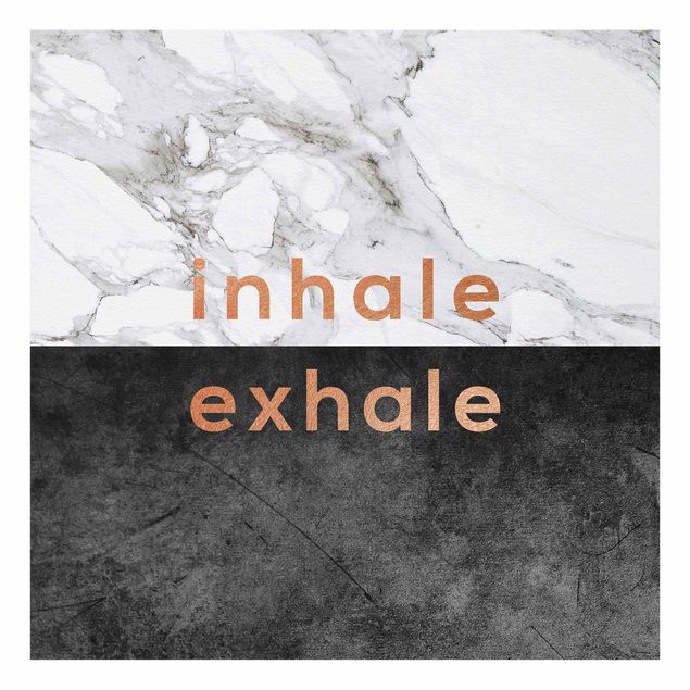quadros preto e branco para decoração Inhale Exhale Copper And Marble