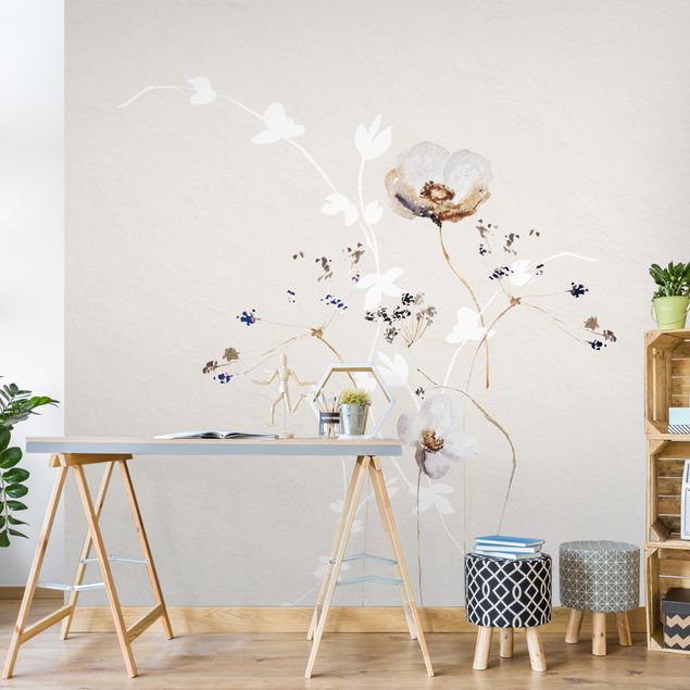 Papel de parede bege Japanese Ikebana