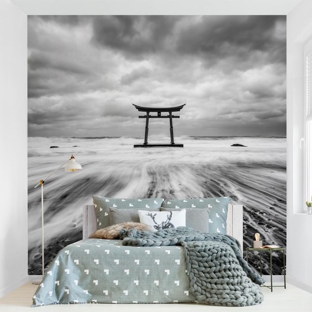 papel de parede moderno para sala Japanese Torii In The Ocean