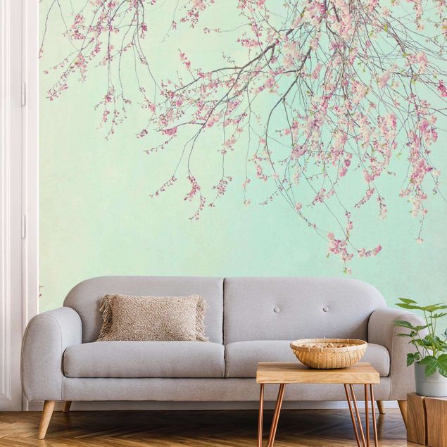 papel de parede moderno para sala Cherry Blossom Yearning