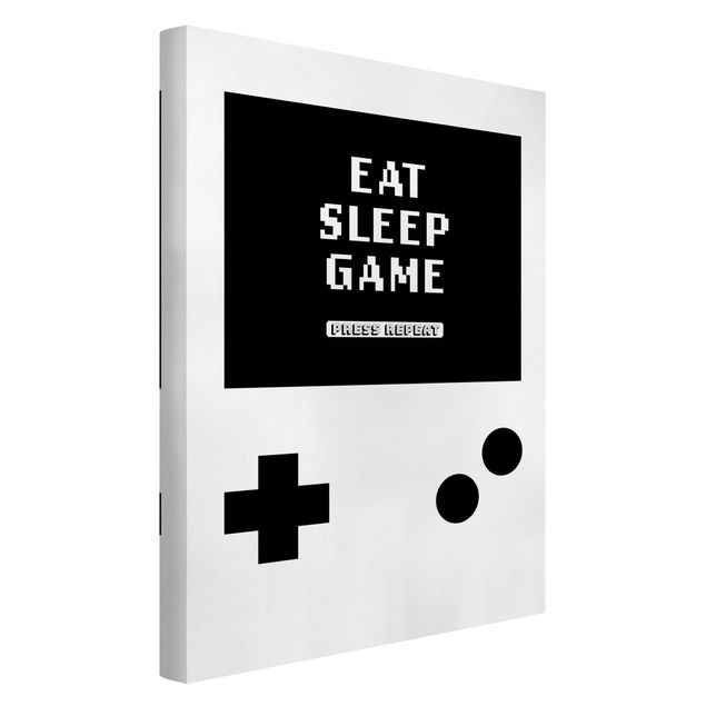 quadros em preto e branco Classical Gaming Console Eat Sleep Game Press Repeat